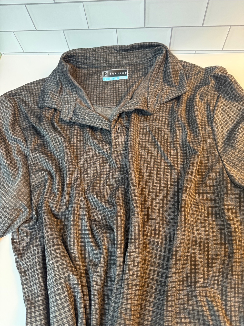 PGA Tour Men's Brown Checked Polo